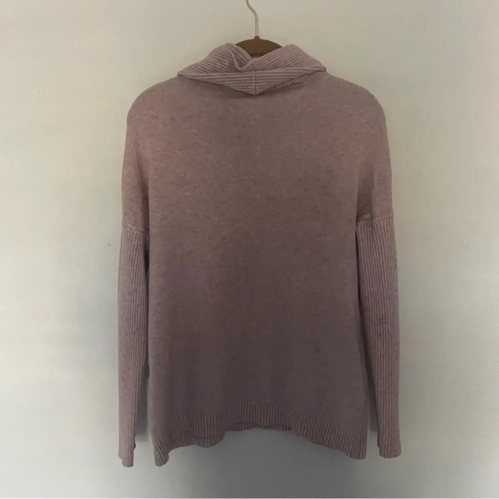 Lavender Purple Cowl Neck Sweater with Kangaroo Pockets